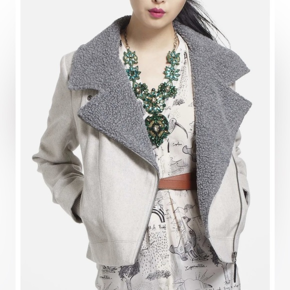 Anthropologie Sherpa Moto Jacket by Cartonnier Size S - Picture 1 of 11